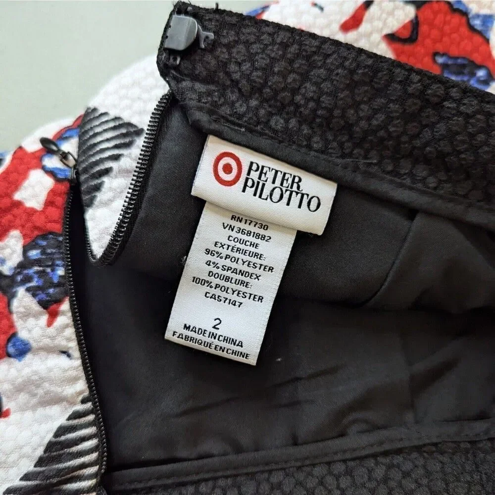 Peter Pilotto For Target Mini Skirt Abstract Wrap Effect Black Red Size 2